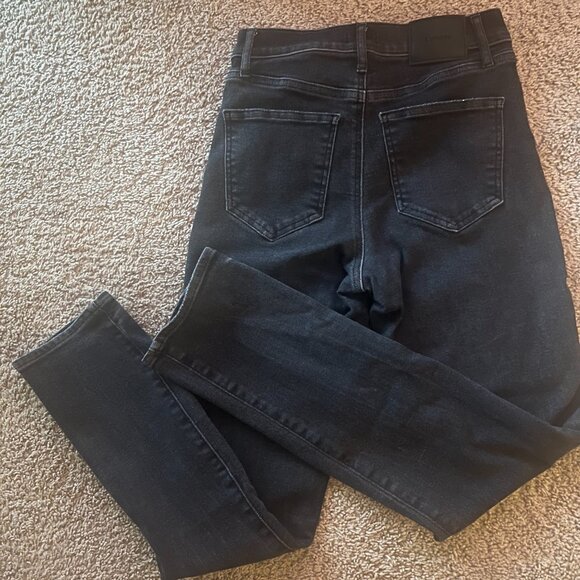 Express High Waisted Black Modern Straight Jeans - Women's Size 4R - Picture 3 of 9